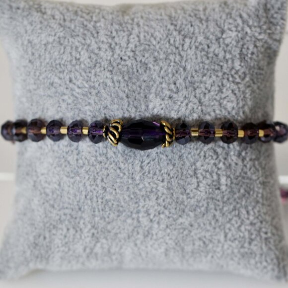 Classic Multi Glass Gold-Filled Beads Adjustable Bracelet - Picture 6 of 7